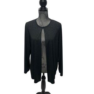 Merona Cardigan Womens Size 14W-16W Black Glitter Dots Open Front Stretch Jacket
